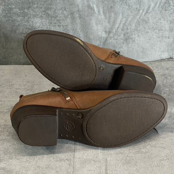 LUCKY BRAND Women's Toffee Barillos Leather Basel Double Side-Zip Block-Heel - Picture 6 of 13